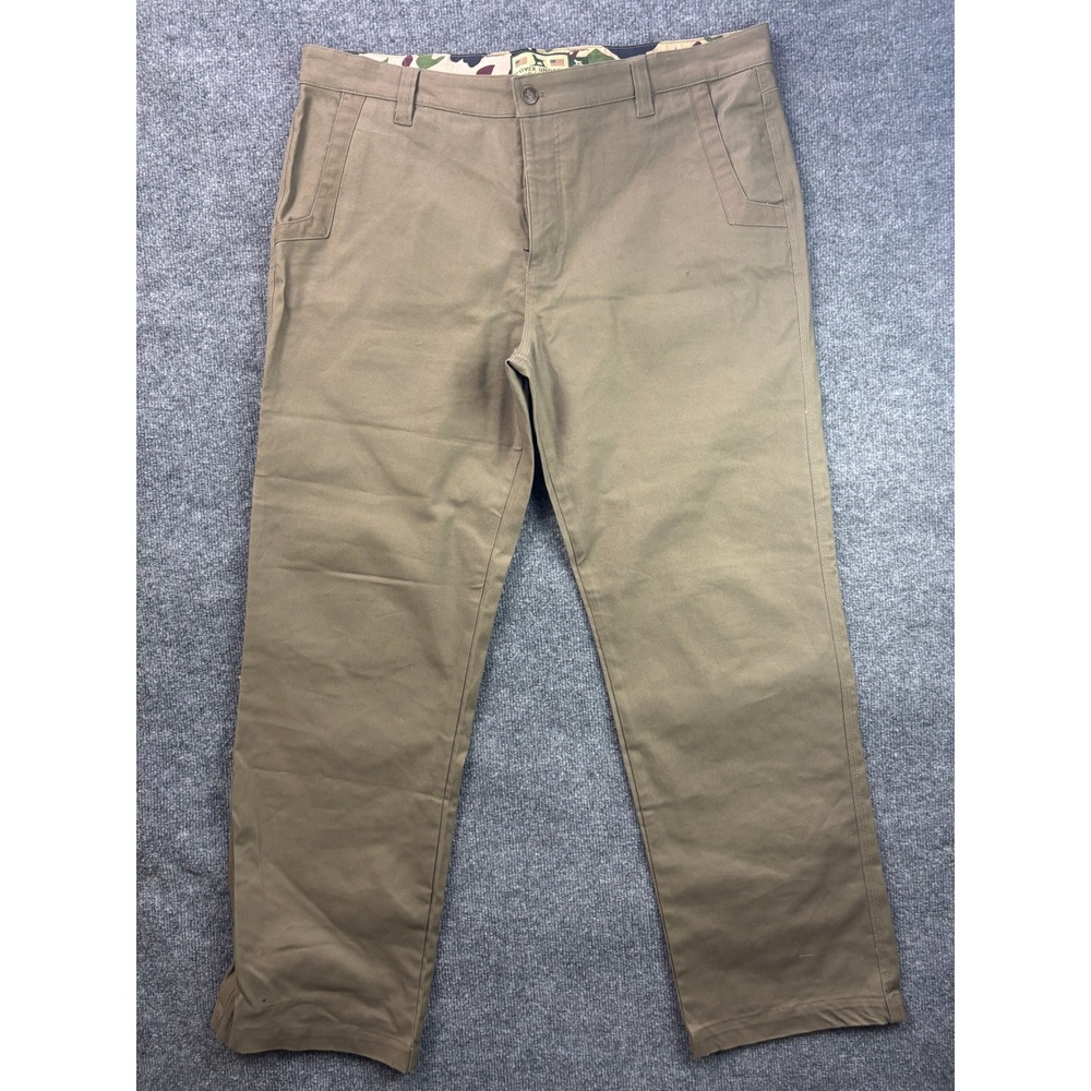Over Under Duck Cotton Pants Mens 38x32 Tan Camo Lined Straight Leg USA Made